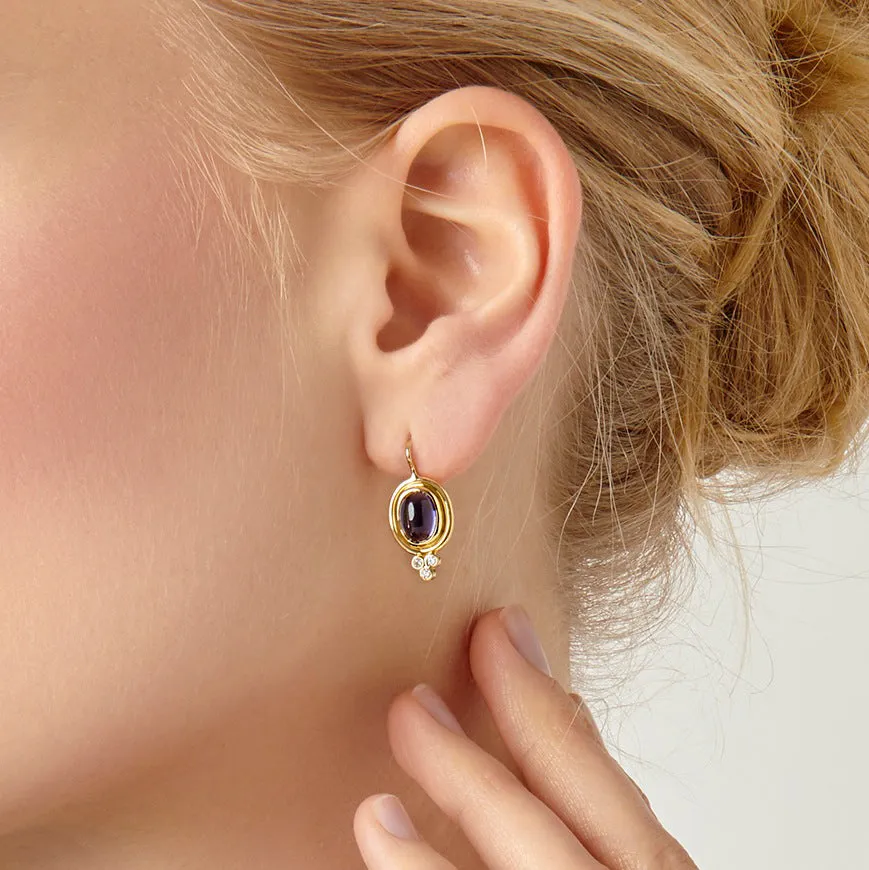 18K Iolite Classic Temple Earrings