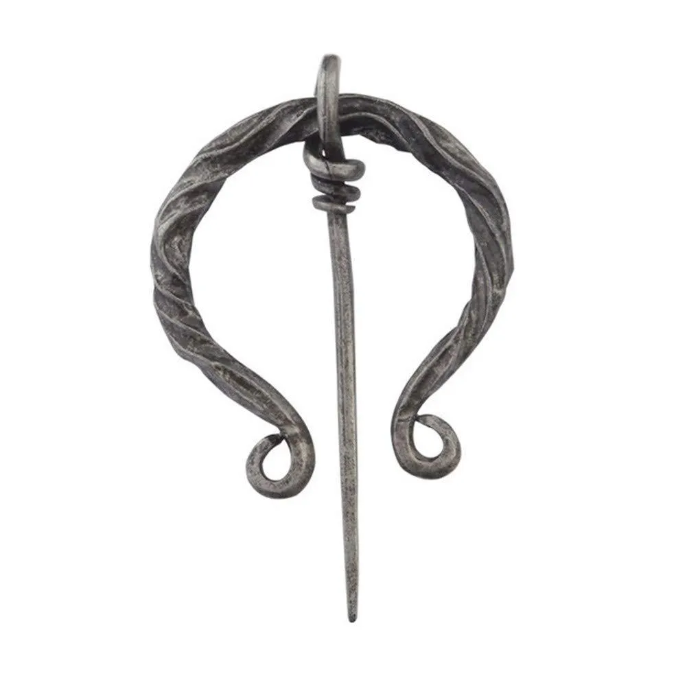 Ailiessy Unique Medieval Cloak Shawl Brooches Pins Personalized Viking Bar Horn Badges Pins Geometric Penannular Broaches for Women Buckle Cape Clasp Pin silver