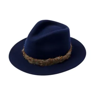 Alan Paine Richmond Pheasant Wrap Ladies Felt Hat - Navy