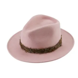Alan Paine Richmond Pheasant Wrap Ladies Felt Hat - Pink