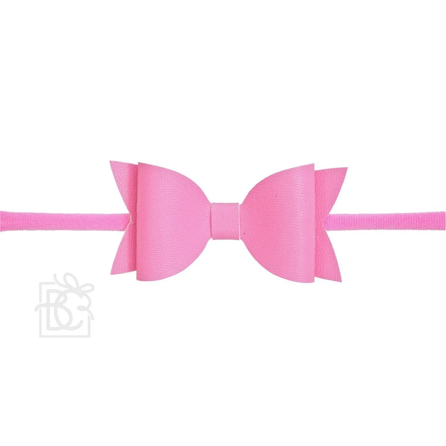 Beyond Creations 1/4" Pantyhose Headband w/3.25" Vegan Leather Bow Hot Pink