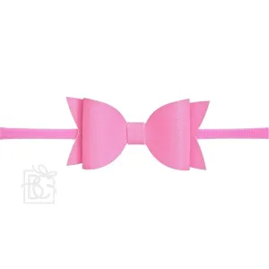 Beyond Creations 1/4" Pantyhose Headband w/3.25" Vegan Leather Bow Hot Pink