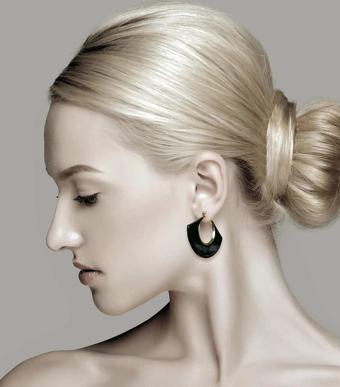 Black White Earrings for Women Teen Gifts Gold Plated Dangle Drop Fashion Geometric Statement Jewelry