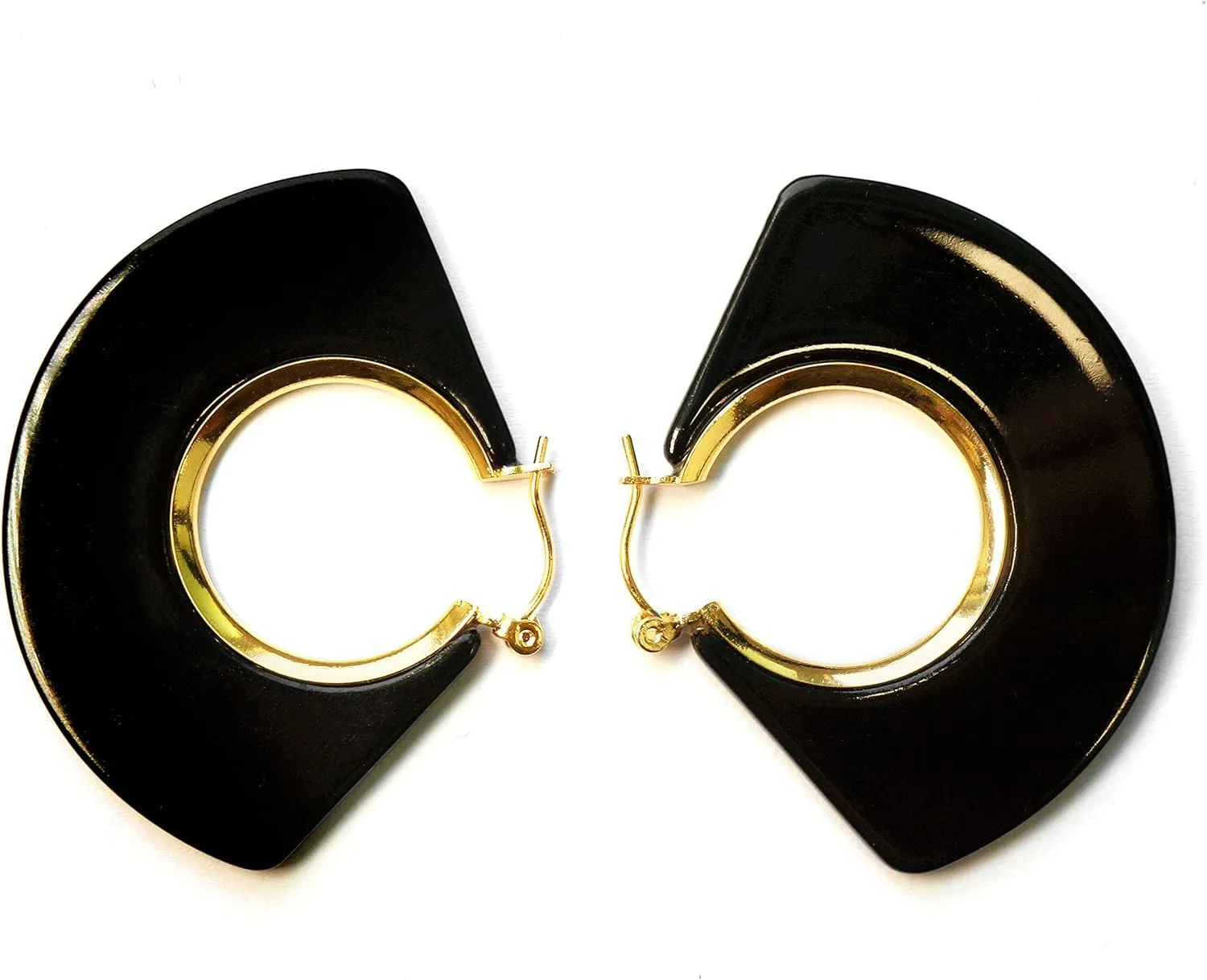 Black White Earrings for Women Teen Gifts Gold Plated Dangle Drop Fashion Geometric Statement Jewelry