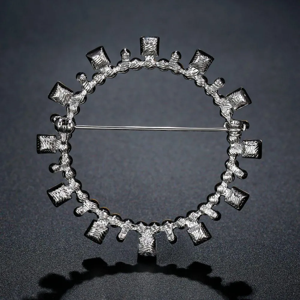 Blue Square Austrian Crystals Geometric Brooch -KFJB0108