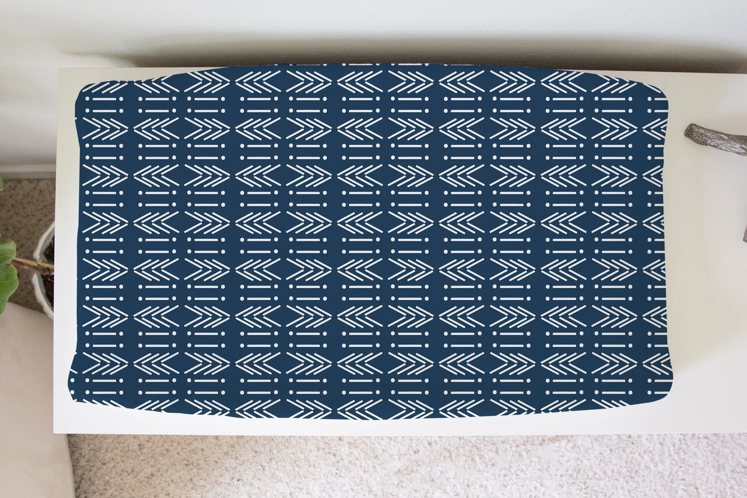 CHANGE PAD COVER - BLUE MUDCLOTH