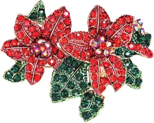 Christmas Brooch Pins Set Crystal Christmas Tree Snowflake Reindeer Jingle Bell Brooches Holiday Party Gift for Women Girls