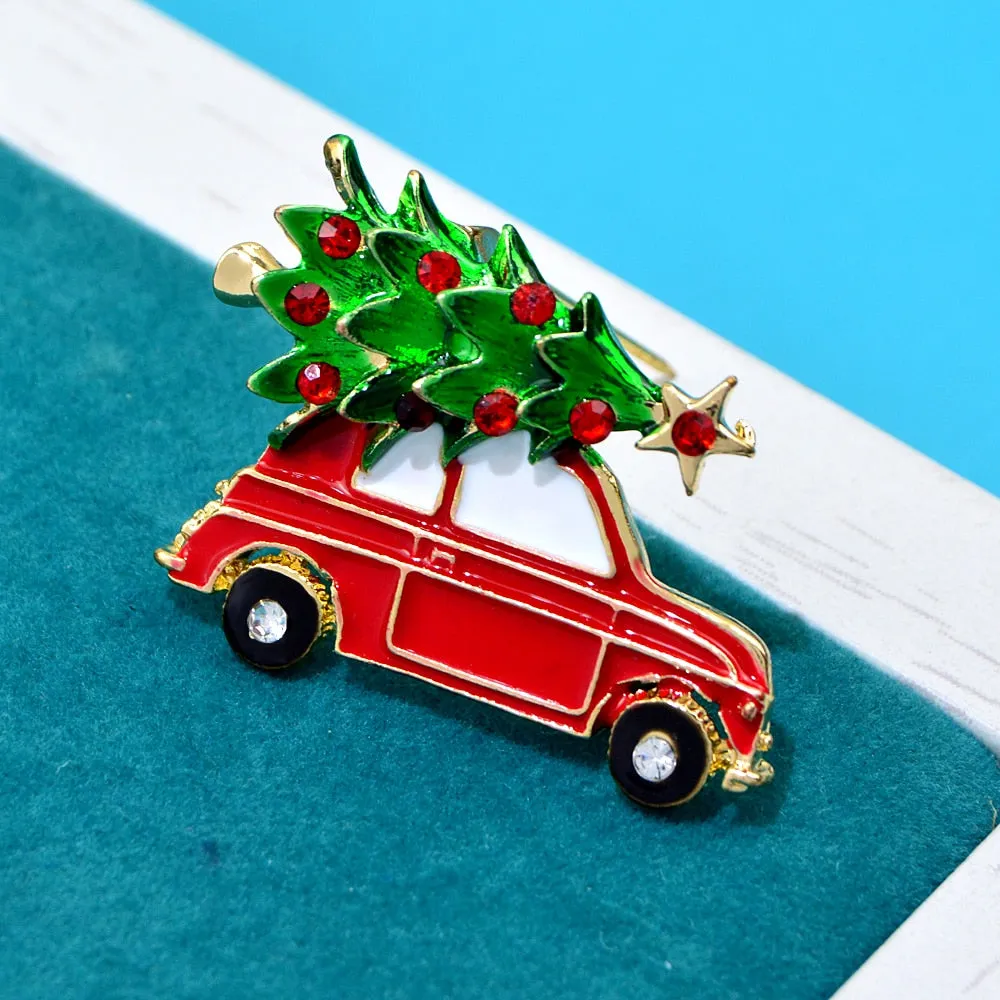 Creative Christmas Tree Brooches For Men Cute Enamel Car Shape Design Pins Jewelry Gifs