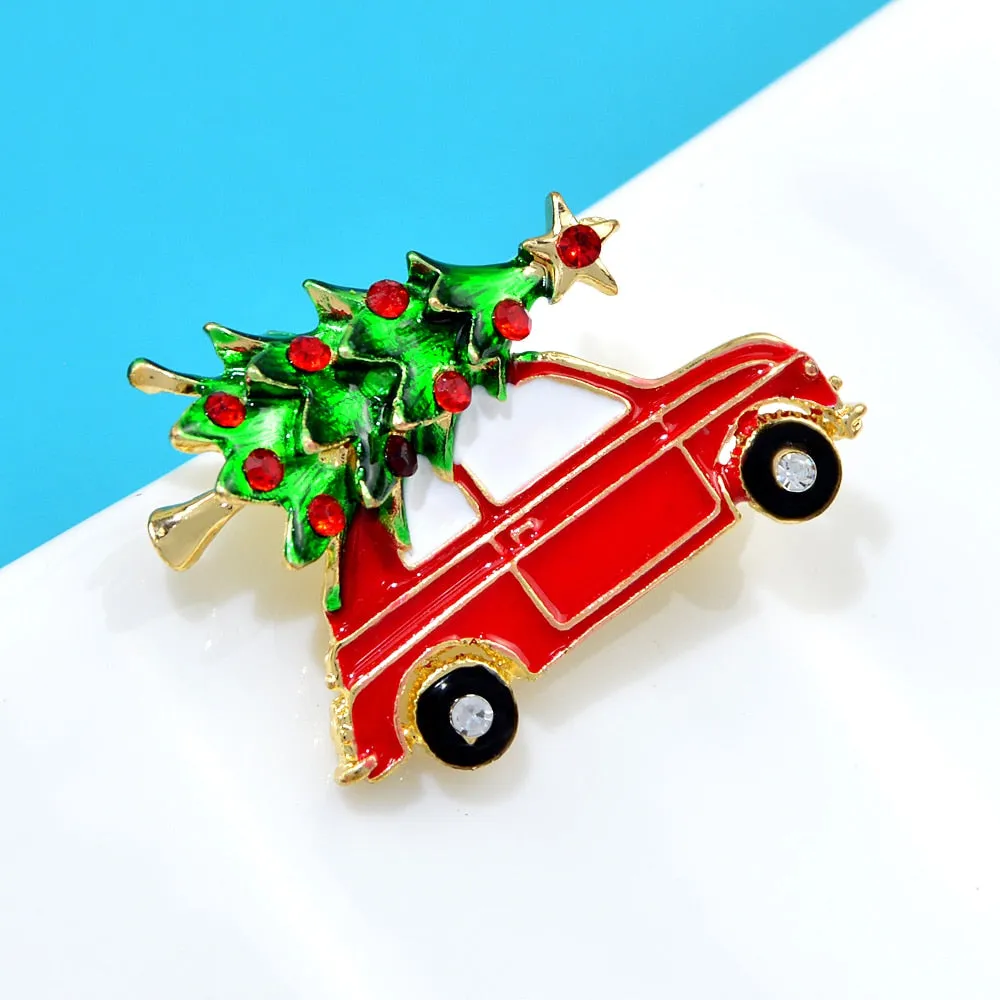 Creative Christmas Tree Brooches For Men Cute Enamel Car Shape Design Pins Jewelry Gifs