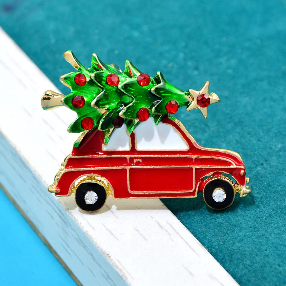 Creative Christmas Tree Brooches For Men Cute Enamel Car Shape Design Pins Jewelry Gifs
