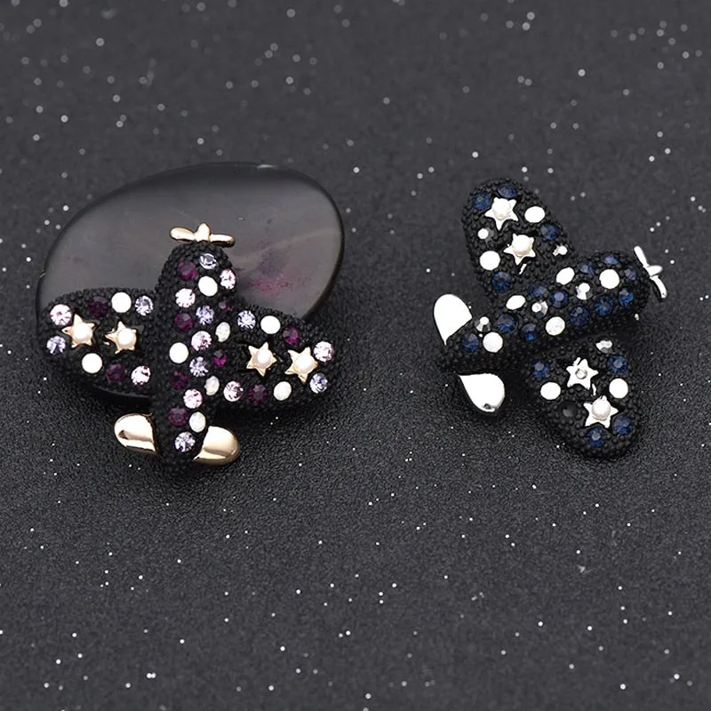 Cute Cartoon Airplane Brooches For Sweater Corsage Coat Pin Crystal Badge Brooch