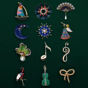Cute Creative Fan Boat Pin Buckle Brooches