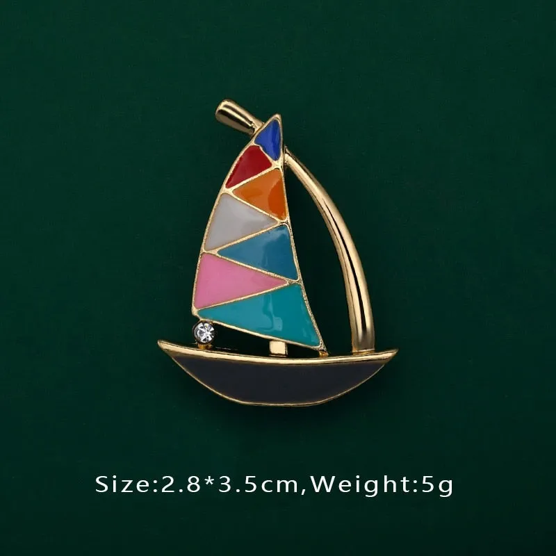 Cute Creative Fan Boat Pin Buckle Brooches