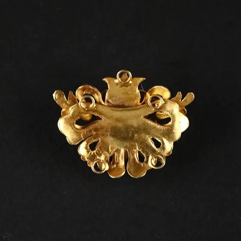Designer original new ancient gold craft enamel porcelain court style brooch