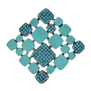 enamel and rhinestone square brooch