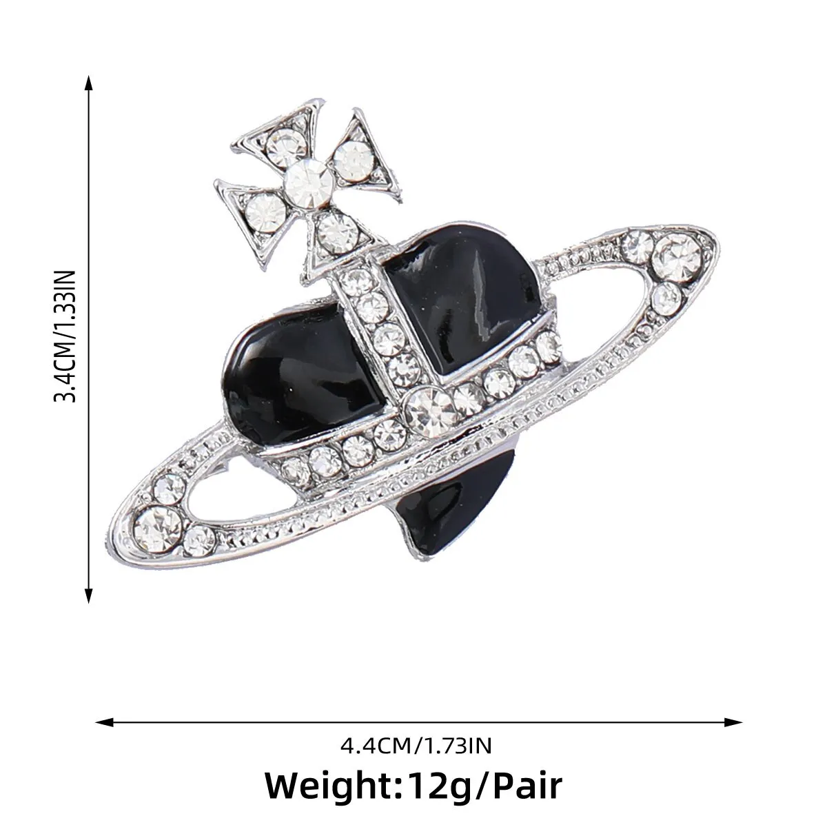 Fashion Metal Heart Shape Flower Geometric Brooch Women