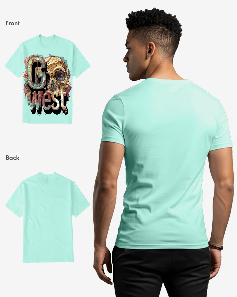 G WEST multicolor skull TEE