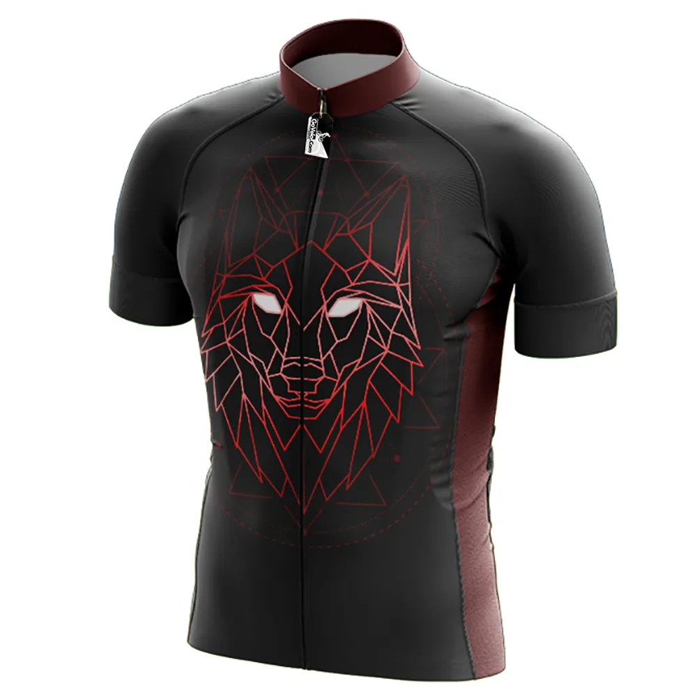 Geometric Wolf Short Sleeve Cycling Jersey