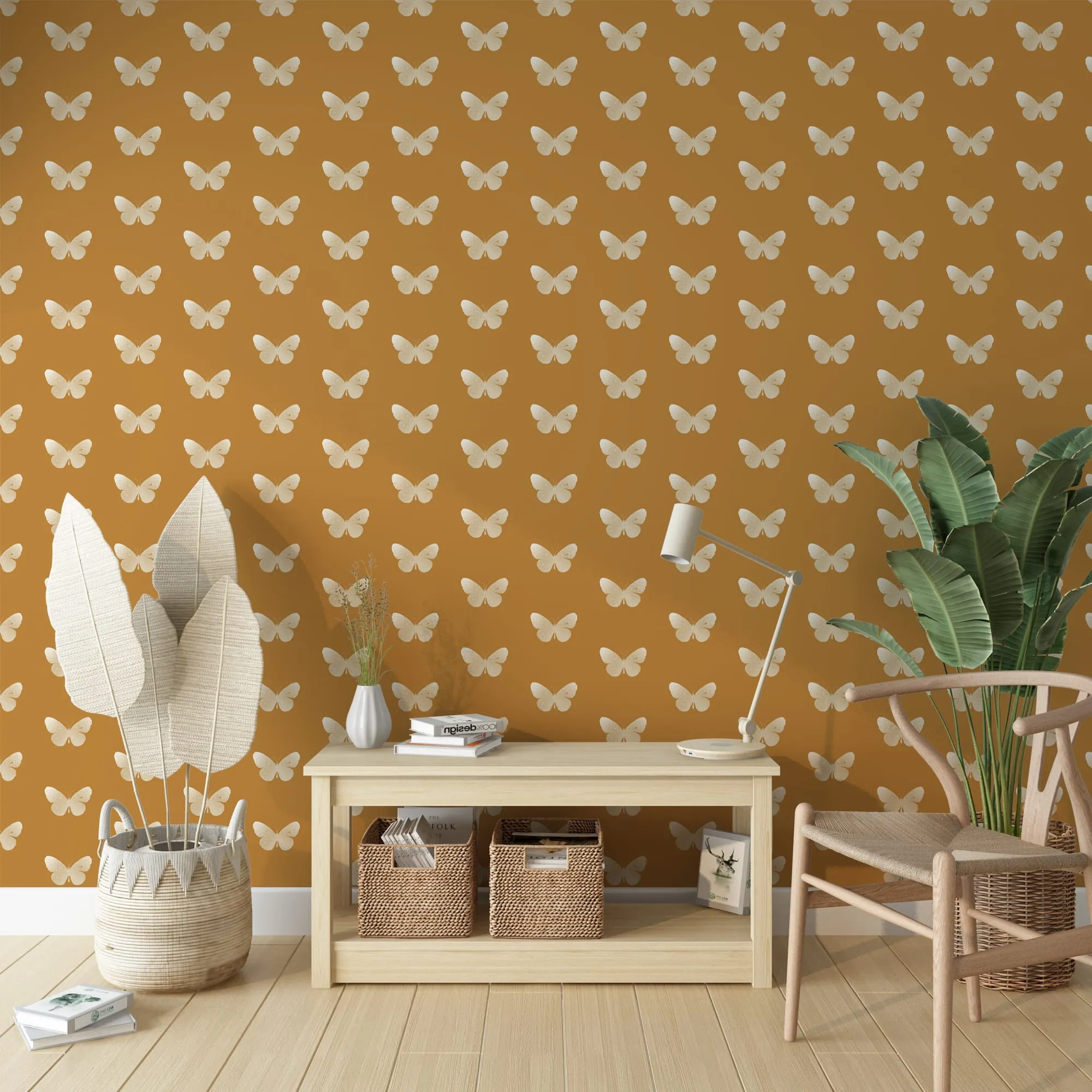 Gold Yellow Butterfly Wallpaper