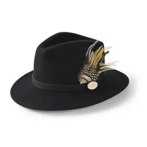 Hicks & Brown Suffolk Guinea & Pheasant Fedora Hat - Black