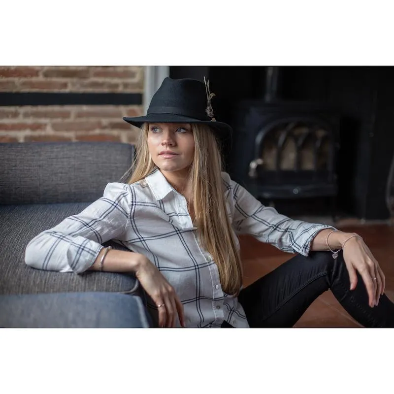 Hicks & Brown Suffolk Guinea & Pheasant Fedora Hat - Black