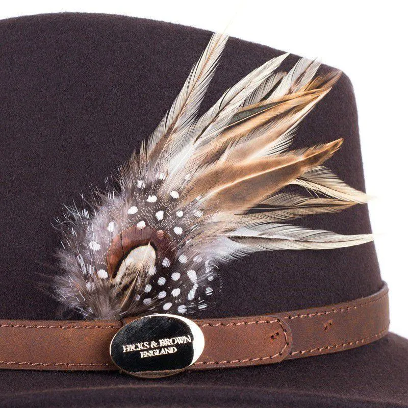 Hicks & Brown Suffolk Guinea & Pheasant Fedora Hat - Brown