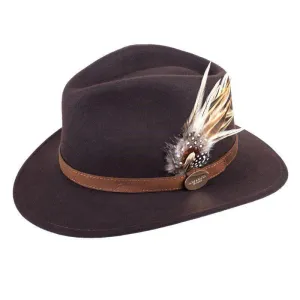 Hicks & Brown Suffolk Guinea & Pheasant Fedora Hat - Brown