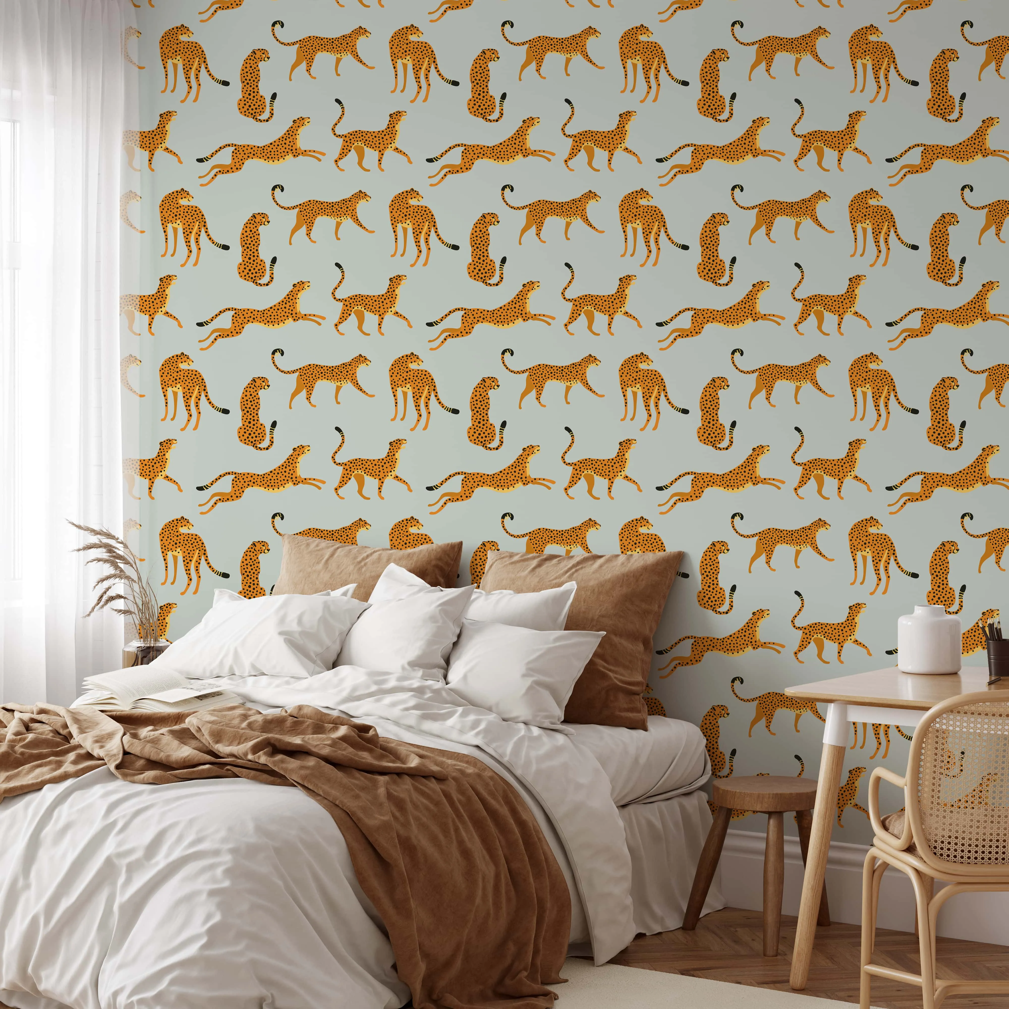 Light Gray Cheetah Animal Print Wallpaper - Peel and Stick Wallpaper