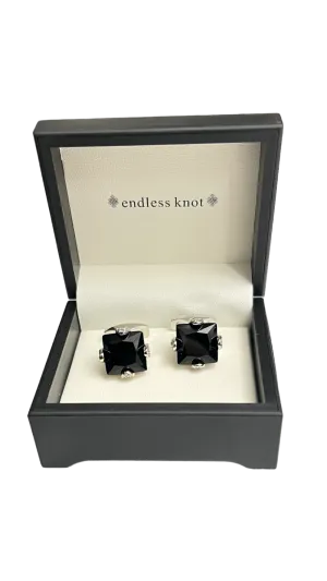 Men's black diamonds cufflinks sliver stainless steel
