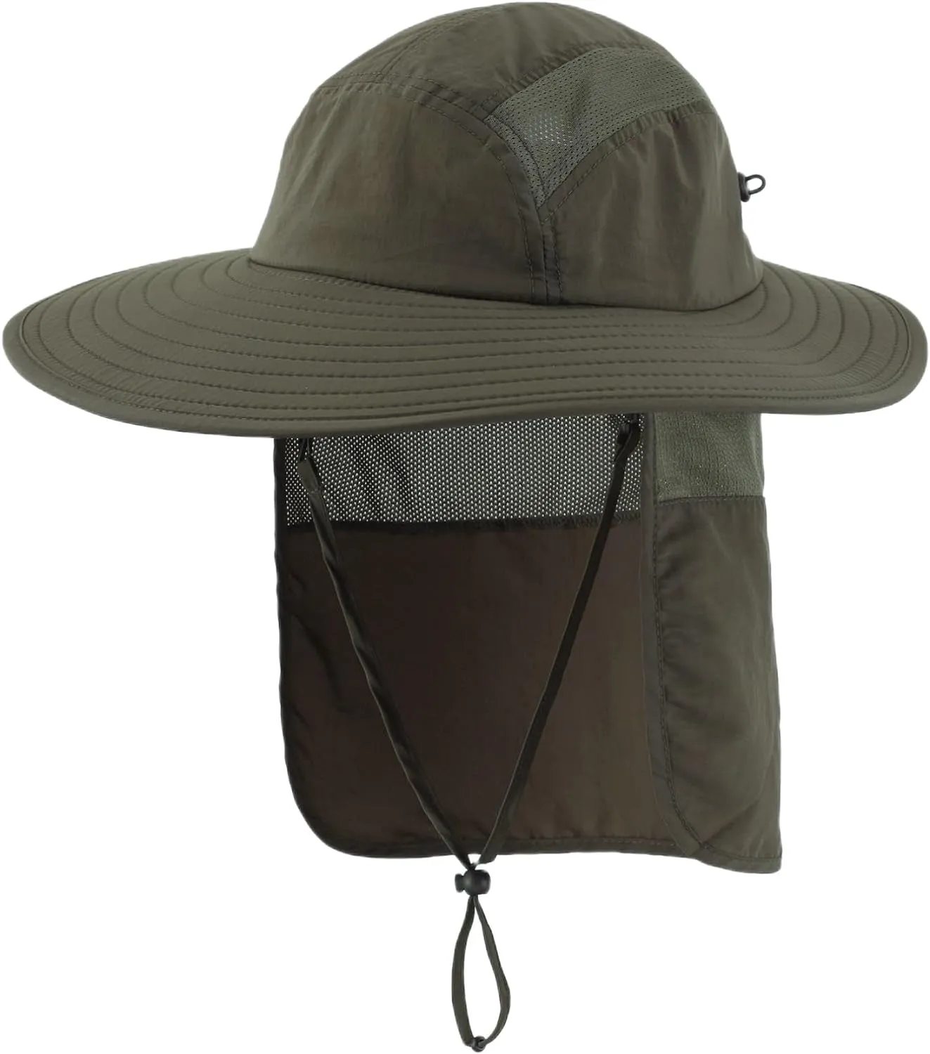 Mens UPF 50  Sun Protection Cap Wide Brim Fishing Hat with Neck Flap Sun Hat for Men Women