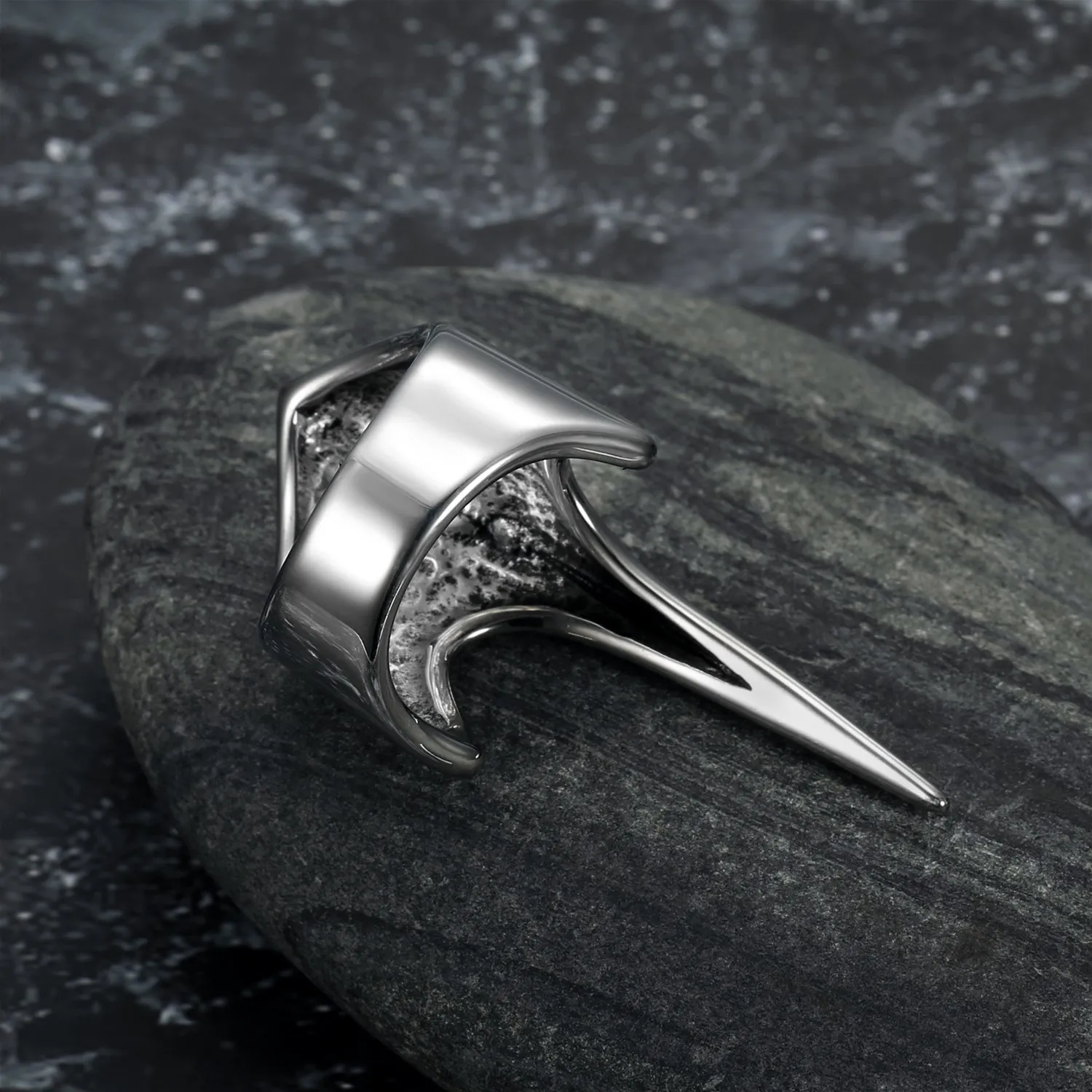 Nordic Pride Handcrafted Stainless Steel Stylized Raven Skull Ring