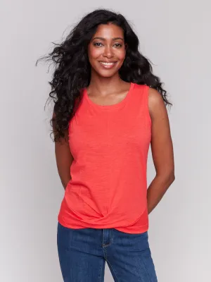Organic Cotton Slub Tank Top with Knot Detail - Fiesta
