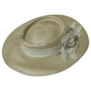 Pale grey sisal 1980s wide brim hat