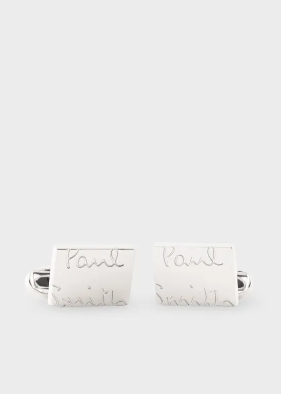 Paul Smith Oversized Signature Logo Cufflinks | Silver