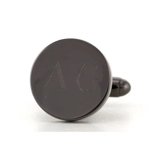 Personalised Gunmetal Engraved Round Cufflinks