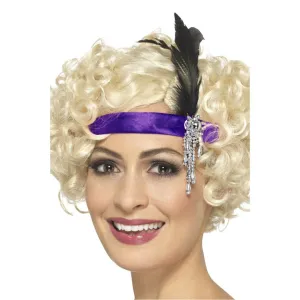 Purple  Satin Charleston Headband Purple