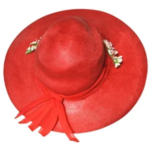 Red sisal 1970s wide brim summer hat