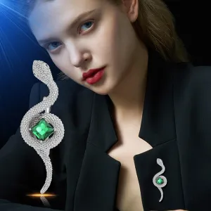 Snake Rhinestone Brooch Pin for Women Silver Snake Brooches Lapel Pin Dress Jewelry Accessory