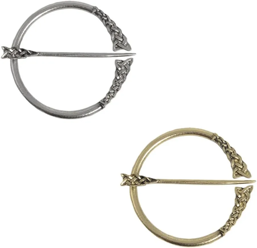 Unique Medieval Cloak Shawl Brooches Pins Personalized Viking Bar Horn Badges Pins Geometric Penannular Broaches for Women Buckle Cape Clasp Pin