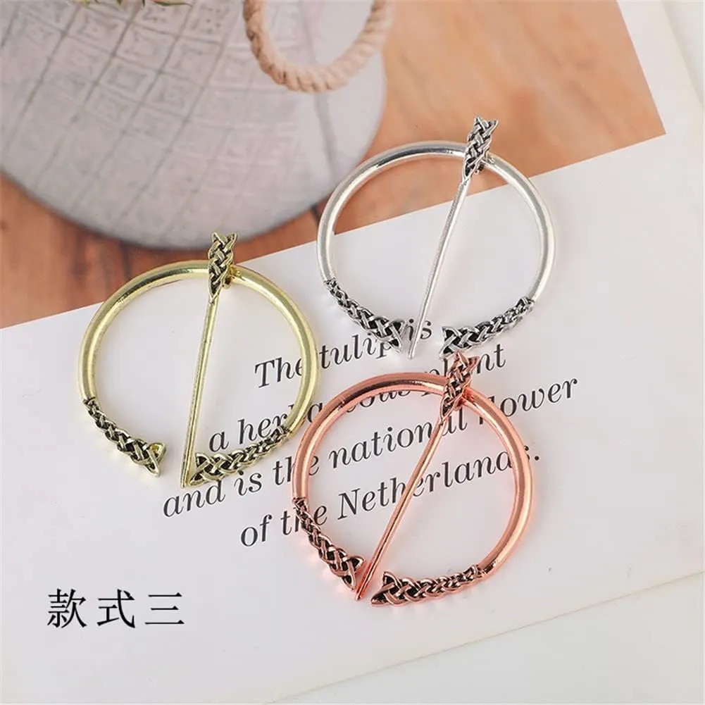 Unique Medieval Cloak Shawl Brooches Pins Personalized Viking Bar Horn Badges Pins Geometric Penannular Broaches for Women Buckle Cape Clasp Pin