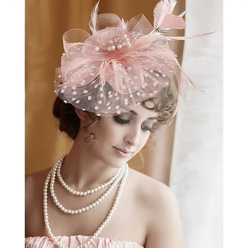 Women's Elegant Wedding Tea Party Feather Floral Cute Cocktail Headpiece/Veil Hat