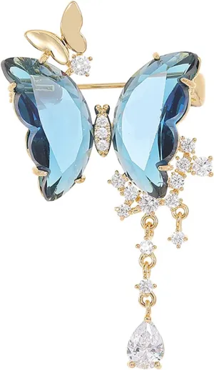 YeapYeap Buterfly Brooches for Women Girl - Austrian Crystal Rhinestone Scarf Pin for Ladies Wedding Bouquet Broach for Birthday, Christmas, Anniversary